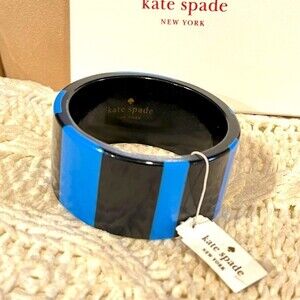 NWT Kate Spade Bronwyn Bangle Bracelet Blue Multi Black & Royal Blue Stripes